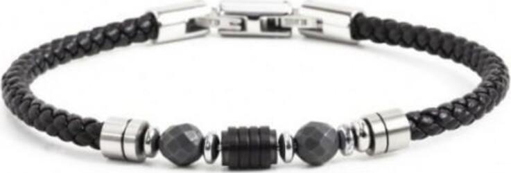 Marlù-BRACCIALE-ECOPELLE-NERA-CON-ELEMENTO-IN-ACCIAIO-PVD-NERO