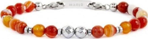 Marlù-BRACCIALE-SFERE-AGATA-ARANCIONE-ACCIAIO