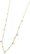 Marlù-COLLANA-ORO-45CM-CON-CRISTALLI-BIANCHI-E-SFERE