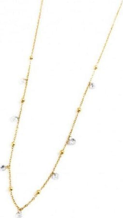 Marlù-COLLANA-ORO-45CM-CON-CRISTALLI-BIANCHI-E-SFERE