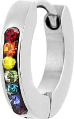 Marlù-MONO-ORECCHINO-CERCHIO-ACCIAIO-11MM-CRISTALLI-MULTICOLOR