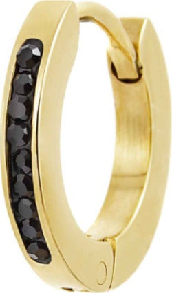 Marlù-MONO-ORECCHINO-CERCHIO-PVD-ORO-13MM-CRISTALLI-NERI