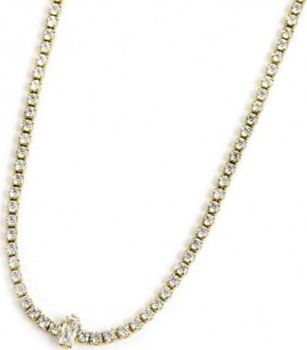 MARLU’---COLLANA-TENNIS-CHOKER-ZIRCONI-BIANCHI-E-ZIRCONE-BAGUETTE-CENTRALE-PVD-ORO