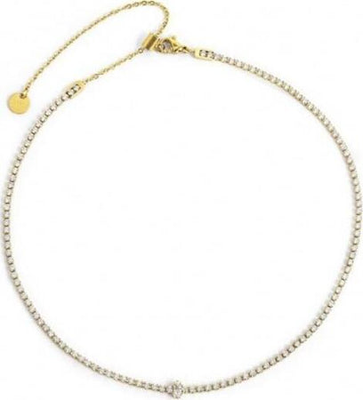 MARLU’---COLLANA-TENNIS-CHOKER-ZIRCONI-BIANCHI-E-ZIRCONE-BAGUETTE-CENTRALE-PVD-ORO
