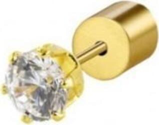 MARLU’---ORECCHINO-CON-ZIRCONE-BIANCO-4MM-PVD-ORO