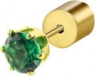 MARLU’---ORECCHINO-CON-ZIRCONE-VERDE-4MM-PVD-ORO