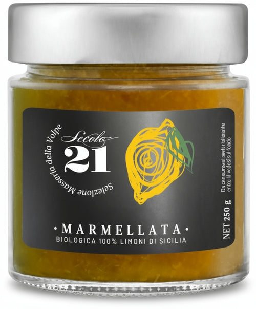Marmellata di Limoni artigianale Solo Frutta marmellata di limone con zucchero di canna e aggiunta succo di limone in Vetro Secolo21 230 gr