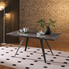 Tavolo Arcturus con gambe in ferro e piano in ceramica, design moderno, 160/240 x 110 x h 75 cm