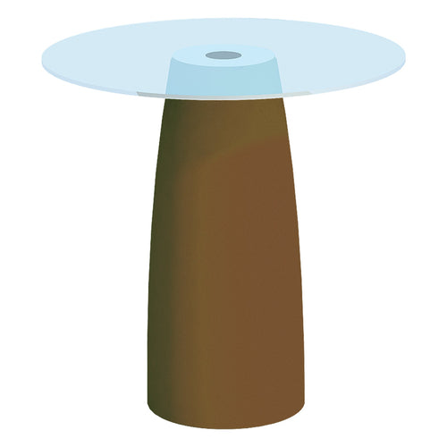 Tavolino Break Cromia in resina con piano in vetro per esterno Made in Italy tinta unita Ø 70 cm