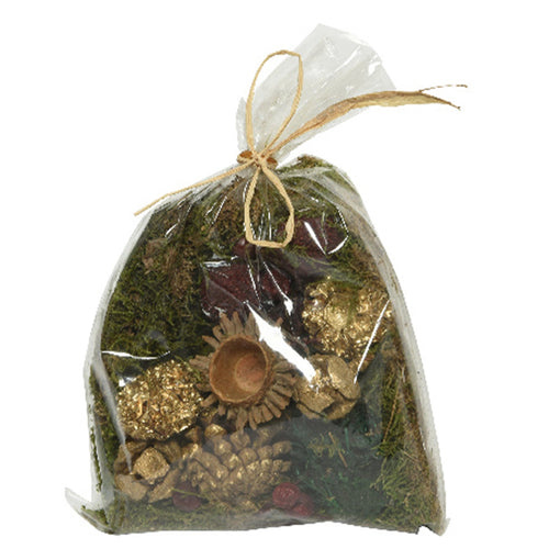 Sacco con fiori secchi decorazione natalizia per presepe da 20 cm