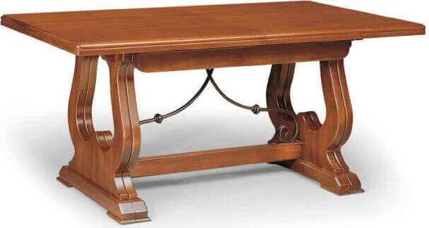 MARSHALL---tavolo-da-pranzo-allungabile-in-legno-massello-85x160/205/250/295/340-con-decoro-in-ferro-Tinta-noce-Milani-Home