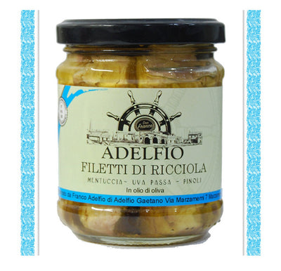 Adelfio - Filetti di Ricciola con mentuccia uvapassa e pinoli in olio d'oliva 200 gr