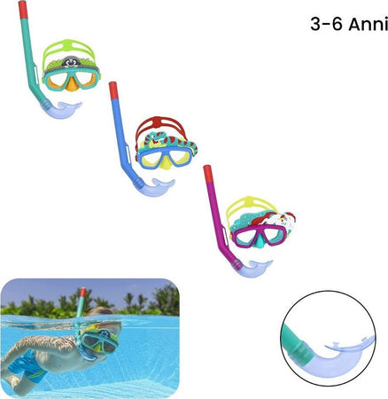 Maschera Da Snorkeling Con Boccaglio Per Bambini Con Animaletti 3-6+ Anni 24059 Sport e tempo libero/Attività ricreative all'aperto/Sport acquatici/Nuoto/Occhialini Trade Shop italia - Napoli, Commerciovirtuoso.it