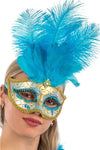 Maschera In Plastica con glitter Azzurri e Oro, Gemma e Piume Elegante Mascherina da Donna Moda/Abbigliamento specifico/Costumi e accessori/Accessori/Adulti/Maschere Kondorama - Martinsicuro, Commerciovirtuoso.it
