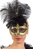 Maschera In Plastica con glitter Neri e Oro, Gemme E Piume Elegante Mascherina Da Donna Moda/Abbigliamento specifico/Costumi e accessori/Accessori/Adulti/Maschere Kondorama - Martinsicuro, Commerciovirtuoso.it