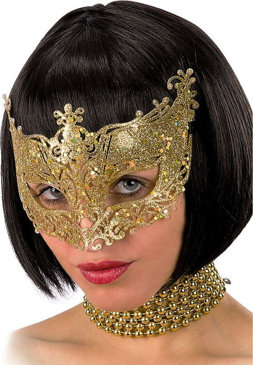 Maschera In Plastica con glitter Oro Mascherina da donna glitterata dorata Giochi e giocattoli/Giochi d'imitazione e accessori di travestimento/Accessori per travestimento/Maschere Kondorama - Martinsicuro, Commerciovirtuoso.it