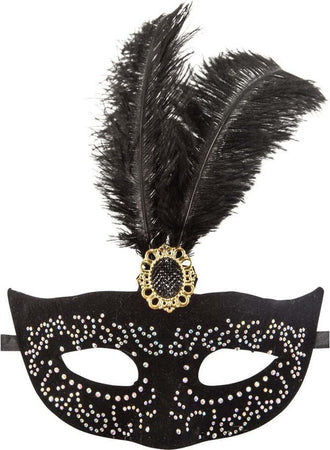 Maschera In Plastica Rigida con Velluto Nero, Decorazioni Argento, Gemma e Piume mascherina Elegante da Donna Moda/Abbigliamento specifico/Costumi e accessori/Accessori/Adulti/Maschere Kondorama - Martinsicuro, Commerciovirtuoso.it