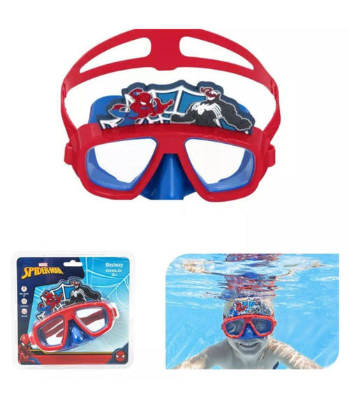 Maschera Subacquea Spiderman Per Bambini Regolabili Nuoto Piscina Mare Estate 3+
