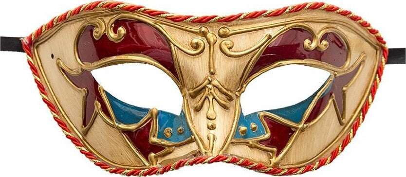 Maschera Veneziana In Plastica con decorazioni Rosse e Azzurre con passamaneria Giochi e giocattoli/Giochi d'imitazione e accessori di travestimento/Accessori per travestimento/Maschere Kondorama - Martinsicuro, Commerciovirtuoso.it