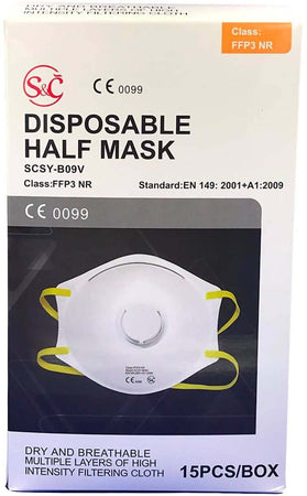 Mascherina FFP3 a Coppa con Valvola CE 0099 DPI di III Categoria Certificazione CE 0099 Marca S&C