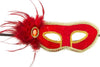 MascherinaVeneziana in Velluto Rossa In Plastica Rigida decorata con velluto, Piume e Gemma Moda/Abbigliamento specifico/Costumi e accessori/Accessori/Adulti/Maschere Kondorama - Martinsicuro, Commerciovirtuoso.it
