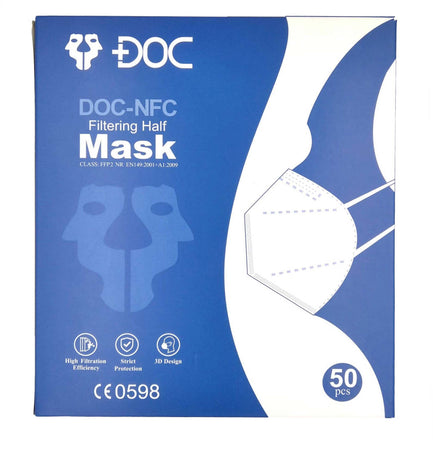 Mascherine FFP2 Nr DOC-NFC Certificate Ce0598 Bianche Mascherina Imbustata Singolarmente Filtrazione > 95% DPI da € 1.29