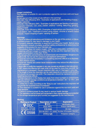 Mascherine FFP2 Nr DOC-NFC Certificate Ce0598 Bianche Mascherina Imbustata Singolarmente Filtrazione > 95% DPI da € 1.29