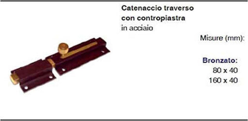 MASIDEF---CATENACCIO-TRAVERSO-con-CONTROPIASTRA-in-Acc.-BRONZATO-160X40mm