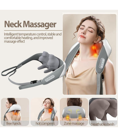 Massaggiatore Per Collo Schiena Spalle Gambe Calore Massaggiante Ricaricabile 5d