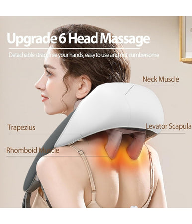 Massaggiatore Per Collo Schiena Spalle Gambe Calore Massaggiante Ricaricabile 5d