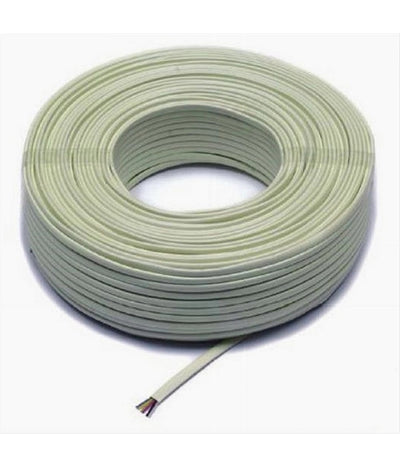 Matassa 100 Metri Cavo Telefonico 6c Piatto Con Rivestimento Colore Avorio 31430