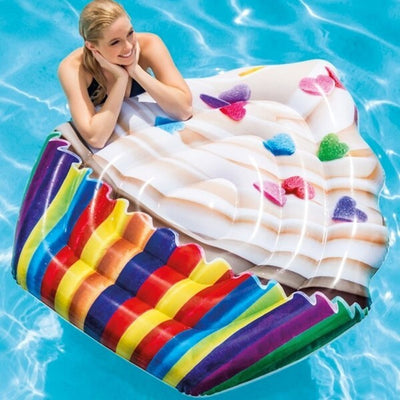 Materassino-Isola-Gonfiabile-Stampa-Cupcake-In-Pvc-Mare-Piscina-142x135cm