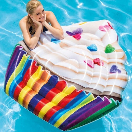 Materassino-Isola-Gonfiabile-Stampa-Cupcake-In-Pvc-Mare-Piscina-142x135cm