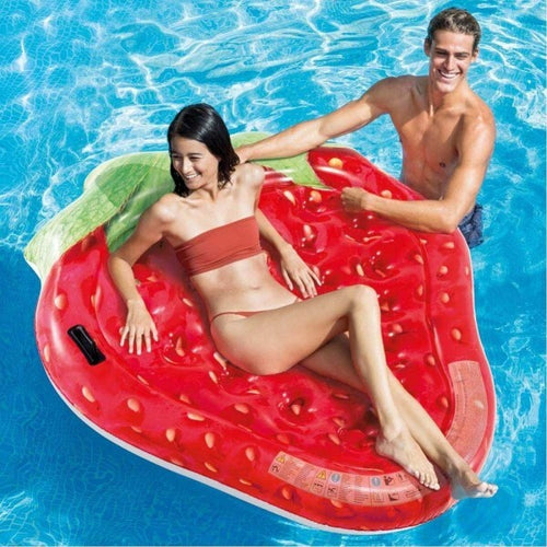 Materassino-Isola-Gonfiabile-Stampa-Fragola-Pvc-Mare-Piscina-168-X-142-Cm