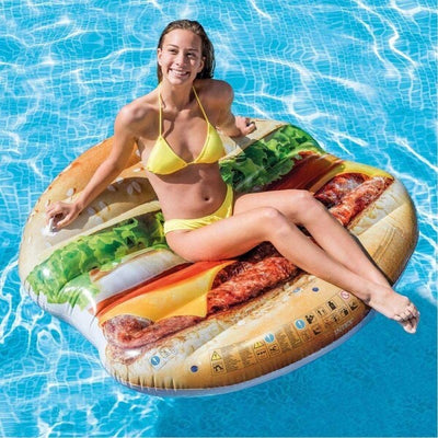 Materassino-Isola-Gonfiabile-Stampa-Hamburger-Pvc-Mare-Piscina-145-X-142-Cm