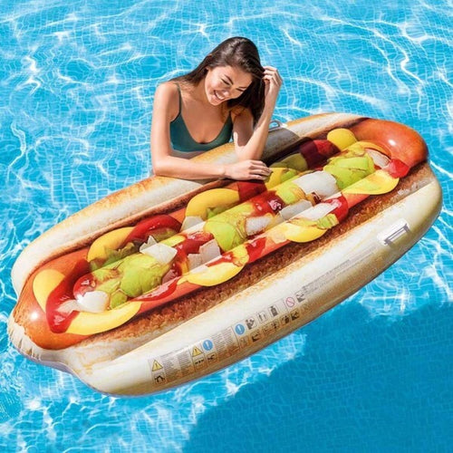 Materassino-Isola-Gonfiabile-Stampa-Hot-dog-In-Pvc-Mare-Piscina-108-X-89-Cm