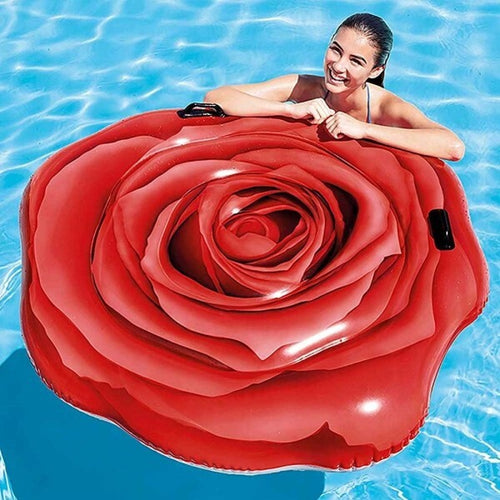 Materassino-Isola-Gonfiabile-Stampa-Rosa-Rossa-Pvc-Mare-Piscina-137-X-132-Cm
