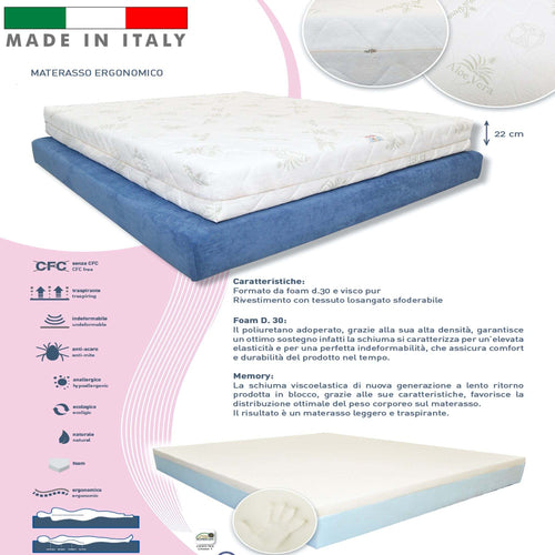 Materasso 120x190 Altezza 22 Cm Memory E Foam Antiacaro Ergonomico Anallergico Casa e cucina/Arredamento/Camera da letto/Materassi e basi letto/Materassi Trade Shop italia - Napoli, Commerciovirtuoso.it