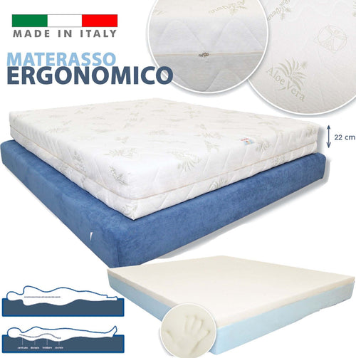 MATERASSO ERGONOMICO A 2 STRATI IN MEMORY E FOAM SPESSORE 22 CM SENZA CFC Casa e cucina/Arredamento/Camera da letto/Materassi e basi letto/Materassi Trade Shop italia - Napoli, Commerciovirtuoso.it