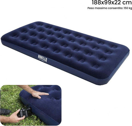 Materasso Gonfiabile Singolo Airbed Blu Floccato Plus 188x99x22cm Campeggi 67001 Giochi e giocattoli/Sport e giochi all'aperto/Giochi aquatici e piscine per bambini/Canotti e gonfiabili galleggianti Trade Shop italia - Napoli, Commerciovirtuoso.it