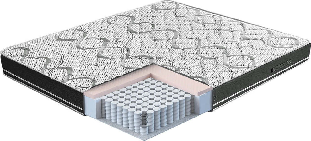 Materasso-Molle-Insacchettate-e-Memory-alla-francese,-alto-25-cm---Rivestimento-Carbon.-|-Zefiro-MiaSuite