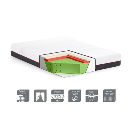 Materasso una piazza e mezza Olmio memory foam 120x190x25h tessuto antibatterico sfoderabile