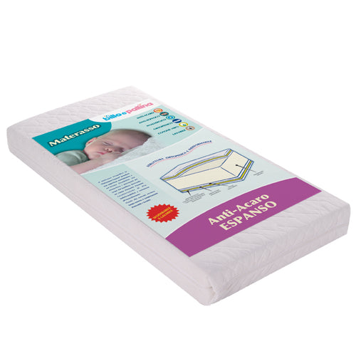 Materasso Lettino Billo e Pallina Sfoderabile Antiacaro Espanso 125 x 60 Cm
