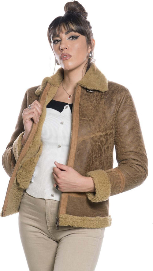 Matilde---Giacca-Donna-Giallo-Graffiato-in-vero-montone-Shearling