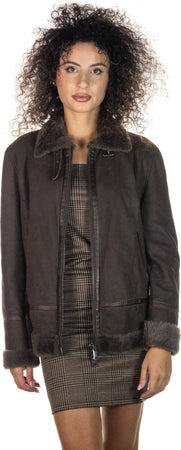 Matilde---Giacca-Donna-Marrone-in-vero-montone-Shearling-effetto-scamosciato