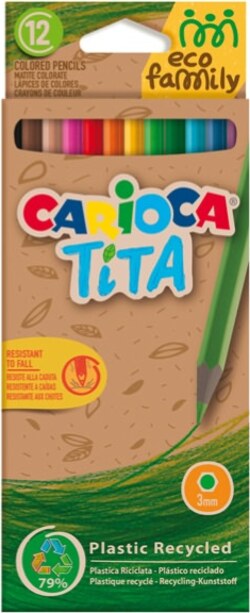 Matita colorata Tita Eco Family - colori assortiti - Carioca - astuccio12 pezzi Giochi e giocattoli/Attività creative/Accessori per disegnare e colorare/Pennelli Eurocartuccia - Pavullo, Commerciovirtuoso.it