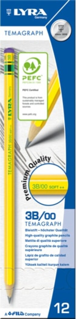 Matita di grafite Temagraph - gradazione 3B - Lyra - conf. 12 pezzi Cancelleria e prodotti per ufficio/Penne matite scrittura e correzione/Matite/Matite di legno Eurocartuccia - Pavullo, Commerciovirtuoso.it