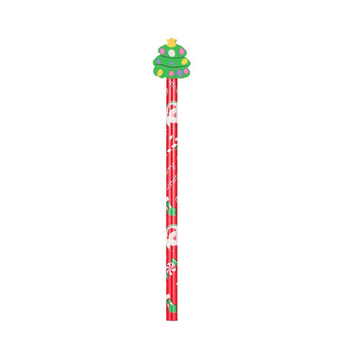 Matita natalizia segnaposto con gomma decorativa per bambini