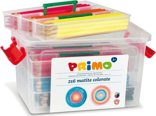 Matite colorate - diametro mina 2 9 mm - 12 colori assortiti - Primo - schoolbox 216 pezzi Giochi e giocattoli/Attività creative/Accessori per disegnare e colorare/Pennelli Eurocartuccia - Pavullo, Commerciovirtuoso.it