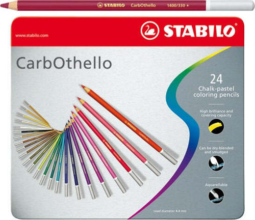 Matite colorate CarbOthello - tratto 4 40 mm - colori assortiti - Stabilo - astuccio in metallo 24 pezzi Giochi e giocattoli/Attività creative/Accessori per disegnare e colorare/Gessetti Eurocartuccia - Pavullo, Commerciovirtuoso.it